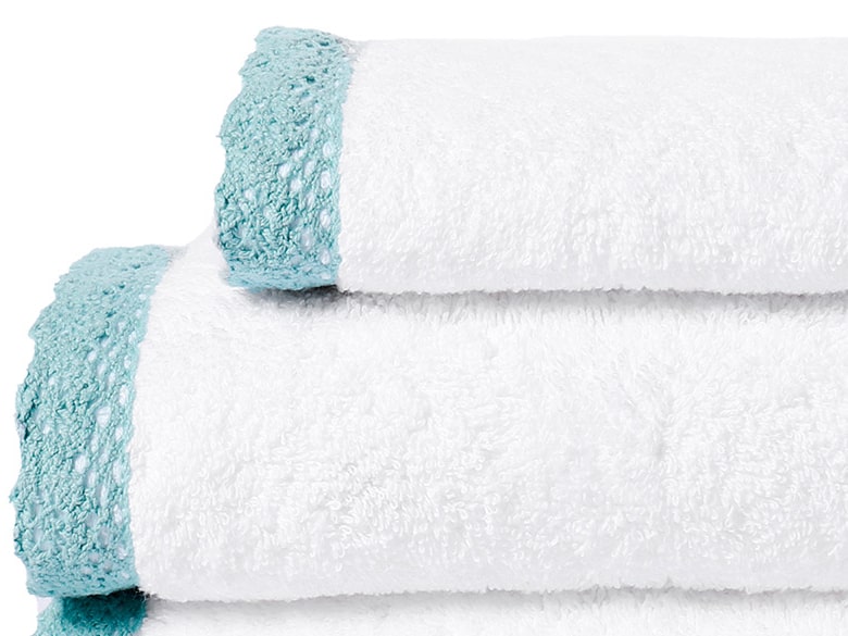 Conjunto de 3 toalhas de banho Creta 100% Algodão Orgânico 500gr/m² (branco/verde)