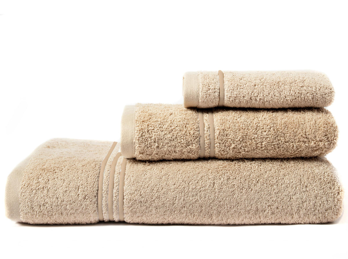 Lot de 3 serviettes de bain Molly 100% coton biologique 500gr/m² (beige)