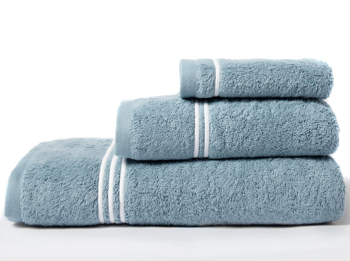 Lot de 3 serviettes de bain Molly 100% coton biologique 500gr/m² (coloris bleu)