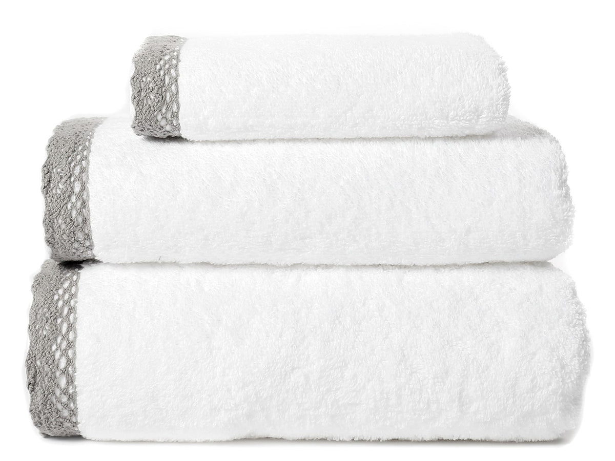 Conjunto de 3 toalhas de banho Creta 100% Algodão Orgânico 500gr/m² (branco/cinza)
