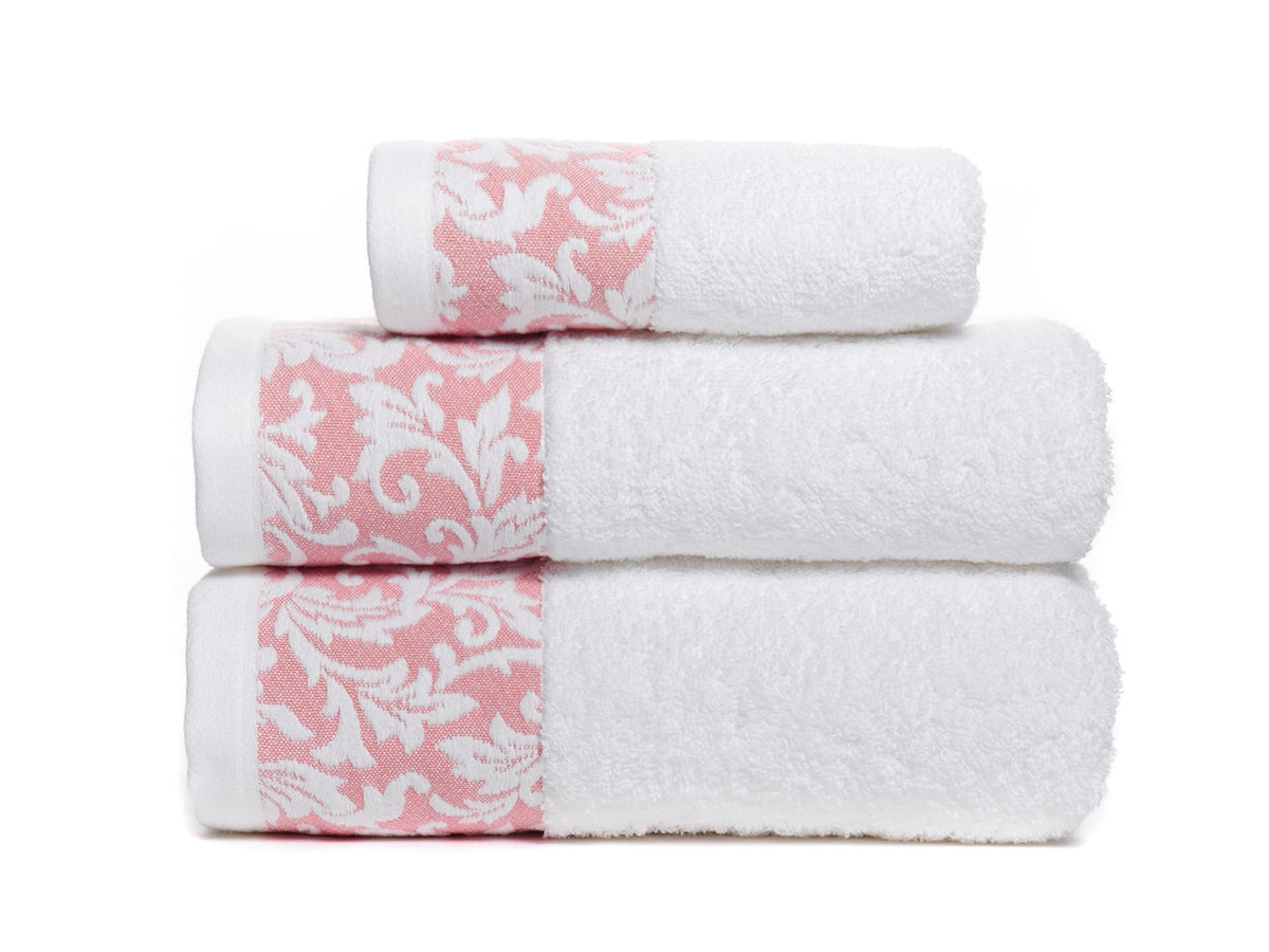 Conjunto de toalhas de banho Messina 500 gr/m² 100% Algodão Orgânico (branco/rosa)