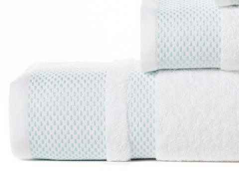 Lot de 3 serviettes de bain Sevilla 100% coton biologique 500 gr/m² (blanc/bleu)