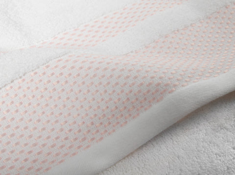 Lot de 3 serviettes de bain Sevilla 100% coton biologique 500 gr/m² (blanc/rose)